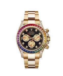 Rolex Daytona 116598RBOW ‘Rainbow’ Yellow Gold Black Dial Sapphire Bezel 40mm