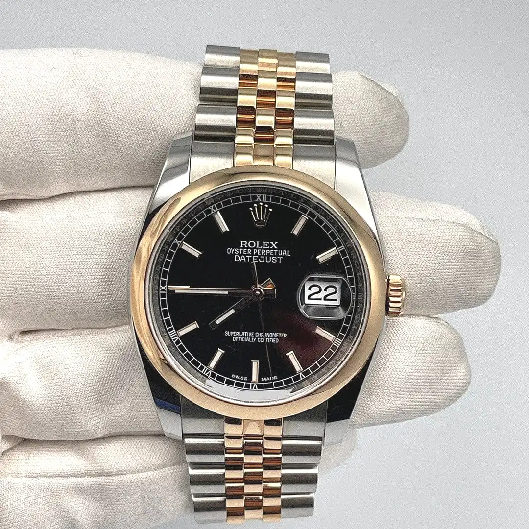 Rolex Datejust 36 116201 Stainless Steel Rose Gold Black Dial - Image 3