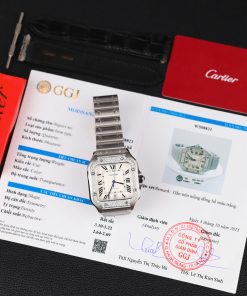 Catier Santos Customs Moissanite Diamonds Bezel Best Replica White Dial 39.8mm