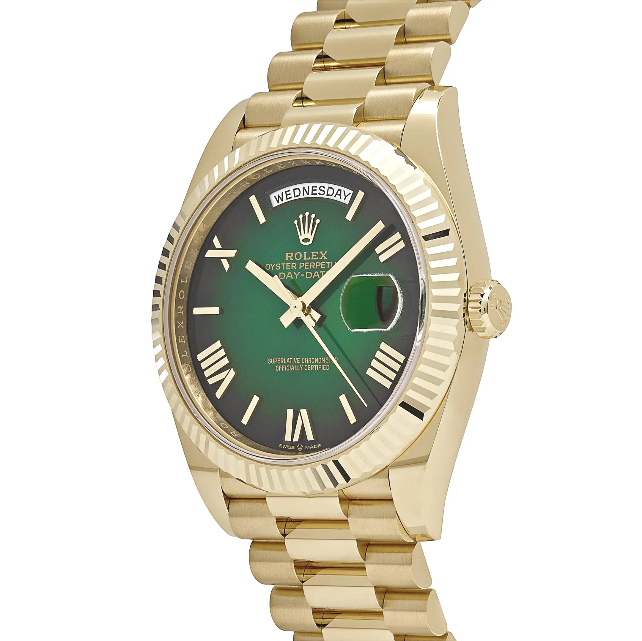 Rolex Day-Date 40 228238 Yellow Gold Green Ombre Roman Numeral Dial - Image 4