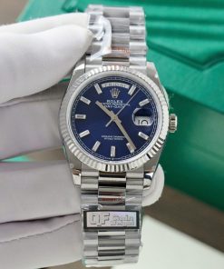 Alternative view of Rolex Day-Date 128236 Blue Dial Stone Markers Weight 159gr QF Factory 36mm