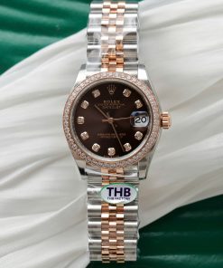 Rolex DateJust Replica 11 Demi Chocolate Dial Stone setting THB Factory 31mm