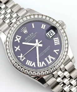 Alternative view of Rolex Datejust 31 278384RBR ‘Ladies’ Stainless Steel Diamond Bezel Violet Roman Dial Jubilee