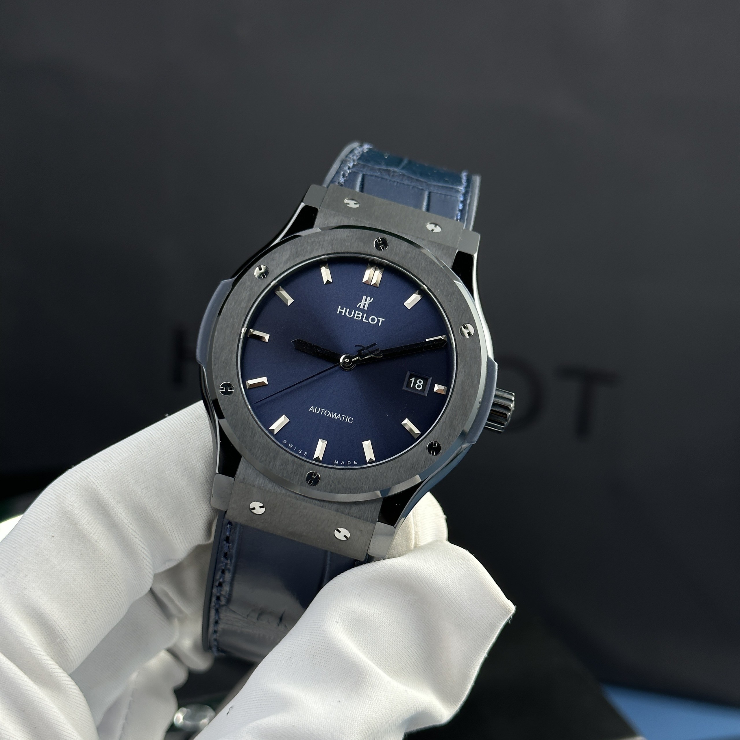 Hublot Replica Watch Classic Fusion Ceramic Blue Dial JJZ Customs 42mm - Image 3