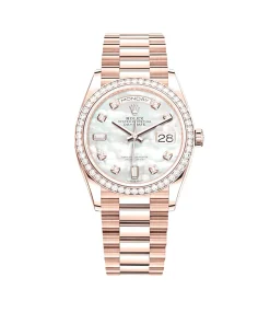 Rolex Day-Date 36 128345RBR Rose Gold Mother of Pearl Diamond Bezel