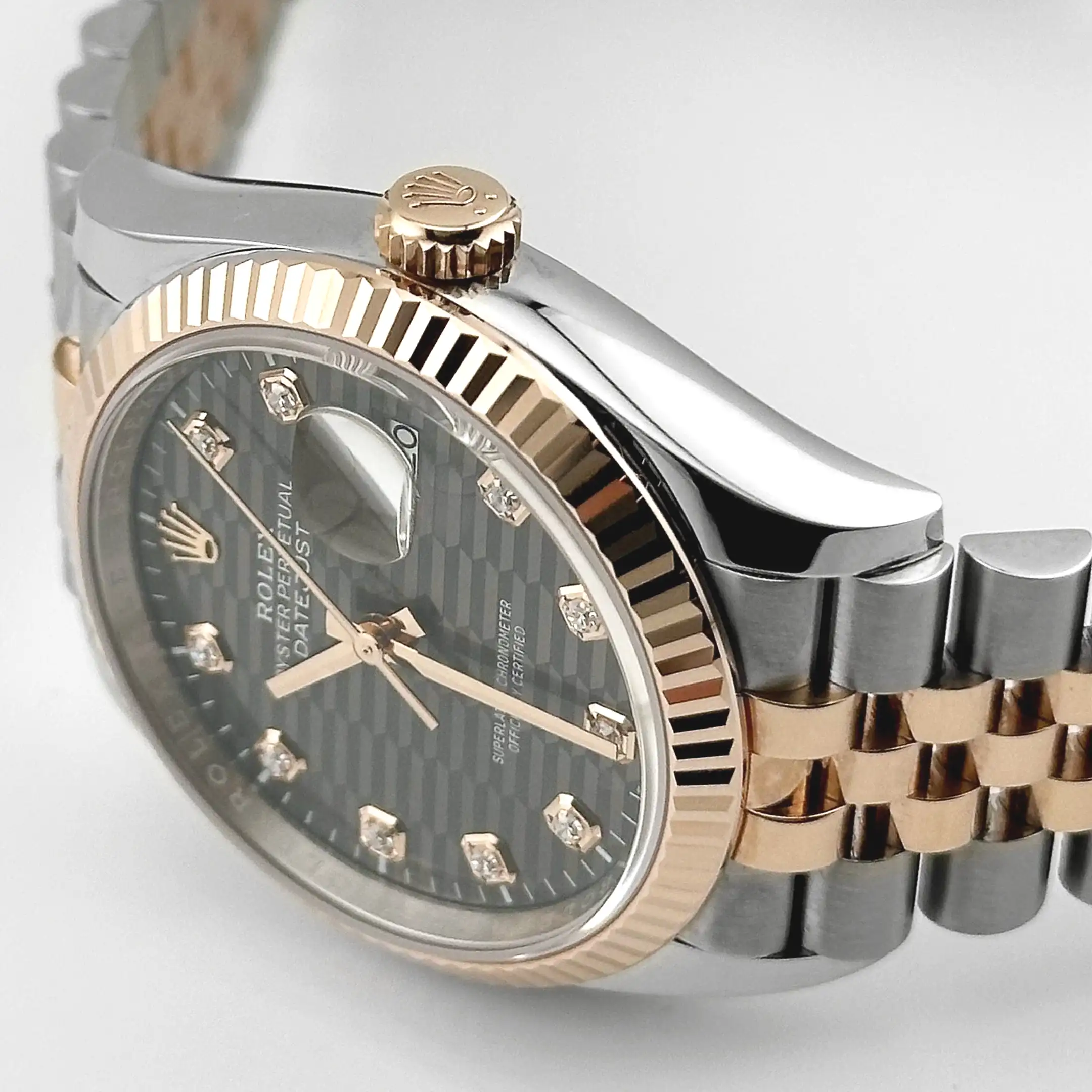 Rolex Datejust 36 126231 Rose Gold Stainless Steel Slate Motif Diamond Dial - Image 3