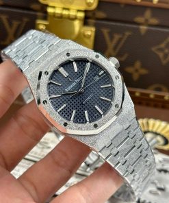 Alternative view of Audemars Piguet Rep11 Watch Royal Oak 15410 Frosted Anthracite Blue Dial Factory APS 41mm