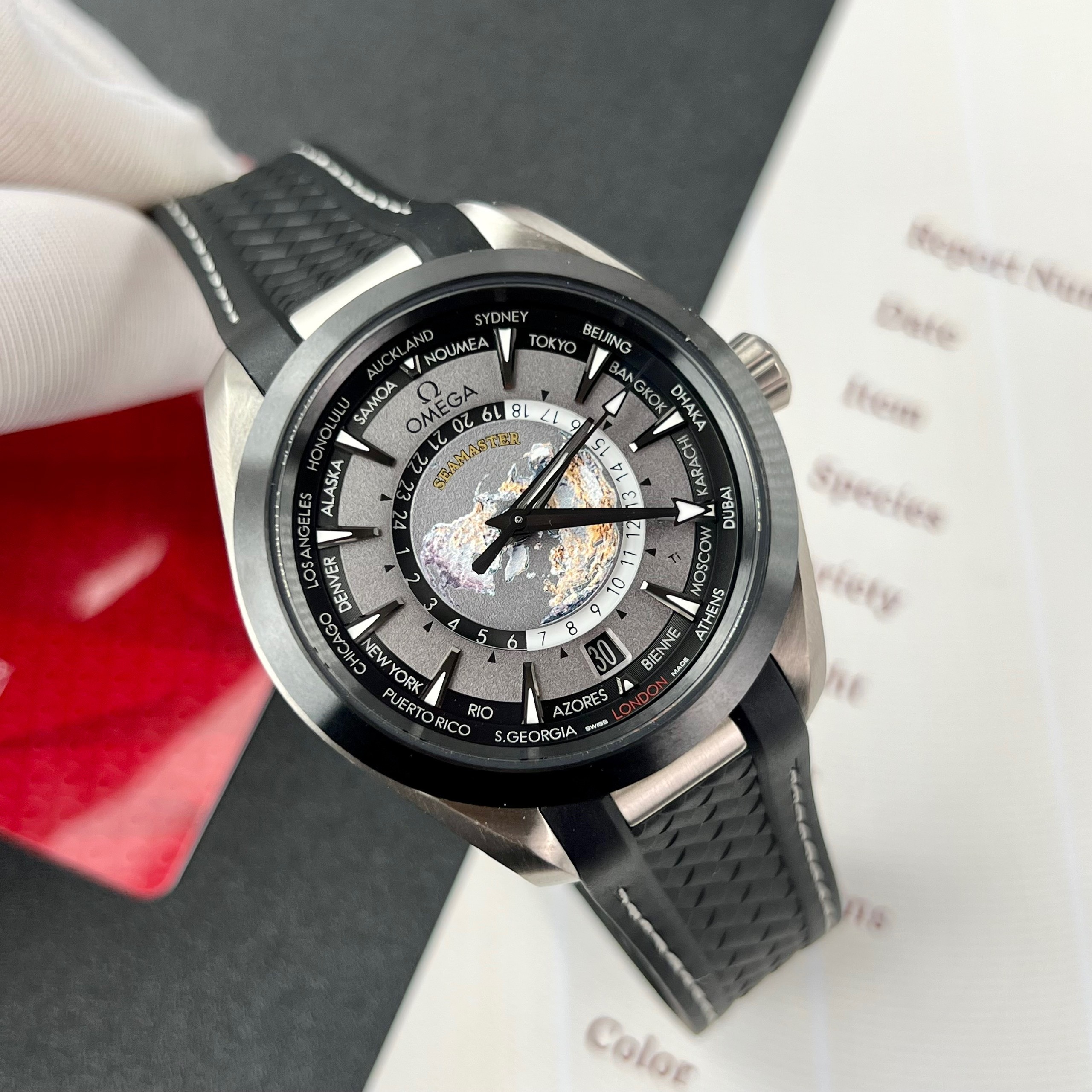 Omega Seamaster Aqua Terra Worldtimer Replica 11 Watch Rubber Strap 43mm - Image 3