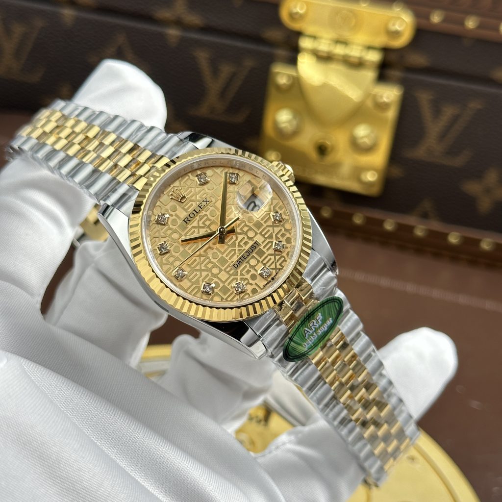 Đồng Hồ Rolex DateJust Chế Tác 11 Demi Vàng Mặt Hoạ Tiết Vi Tính Nhà Máy AR 36mm