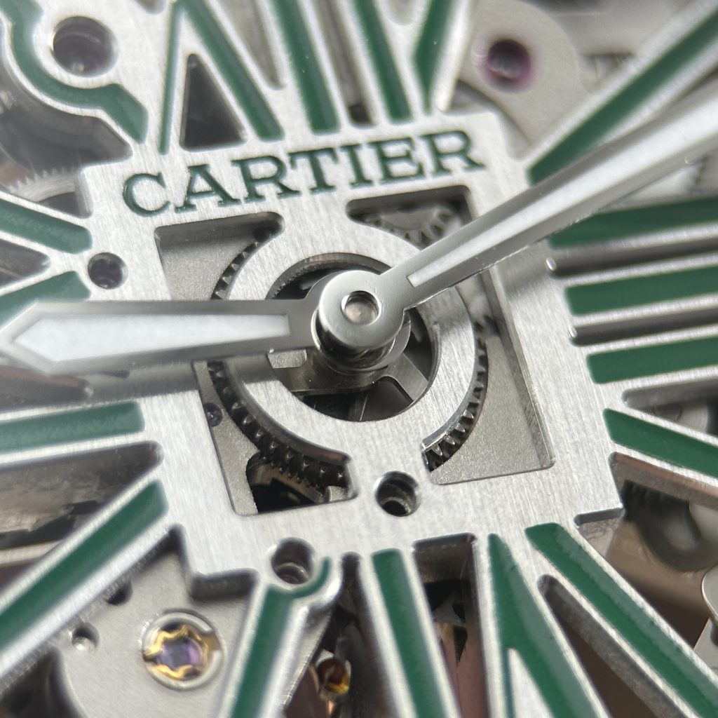 Đồng Hồ Cartier Santos de Cartier Skeleton Rep 11 Demi Mặt Xanh Lá Cây Nhà Máy MLF 39.8mm