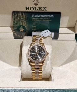 Alternative view of Rolex DateJust 18K Gold Wrapped Custom Diamonds Moissanite 31mm