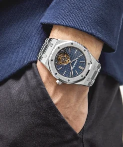 Alternative view of Audemars Piguet Royal Oak 26510ST.OO.1220ST.01 Tourbillon Extra-Thin Steel Blue Dial