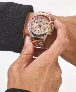 Alternative view of Rolex Daytona 116595RBOW ‘Rainbow’ Rose Gold Pave Diamond Dial Sapphire Bezel