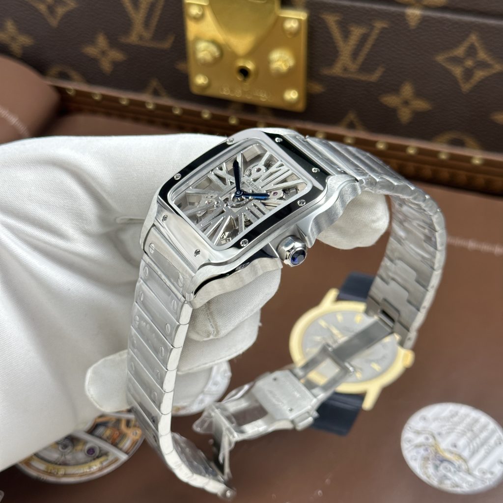 Đồng Hồ Cartier Santos de Cartier Chế Tác Lộ Cơ Skeleton Nhà Máy MLF 39.8mm