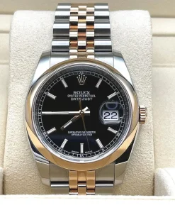 Alternative view of Rolex Datejust 36 116201 Stainless Steel Rose Gold Black Dial