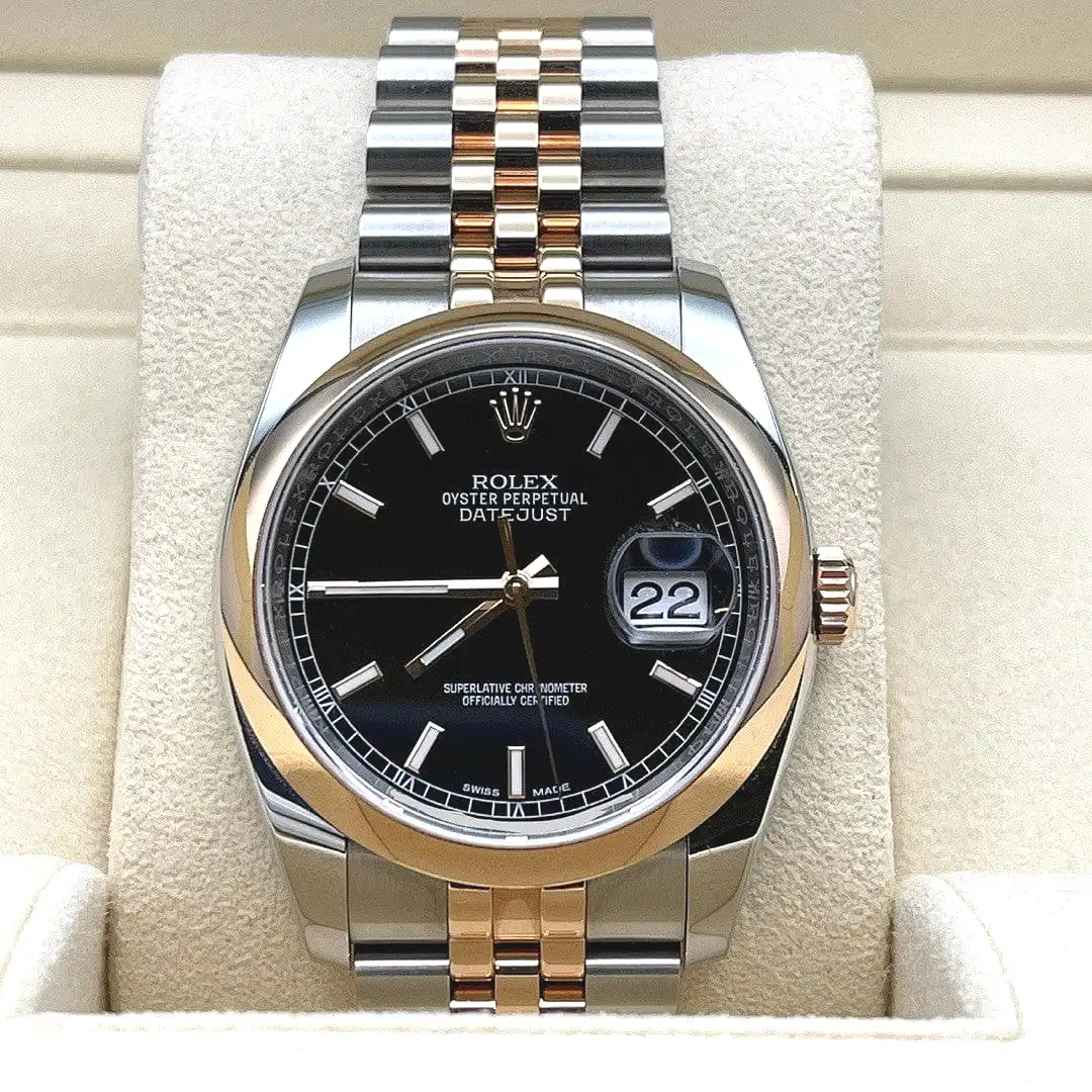 Rolex Datejust 36 116201 Stainless Steel Rose Gold Black Dial - Image 2