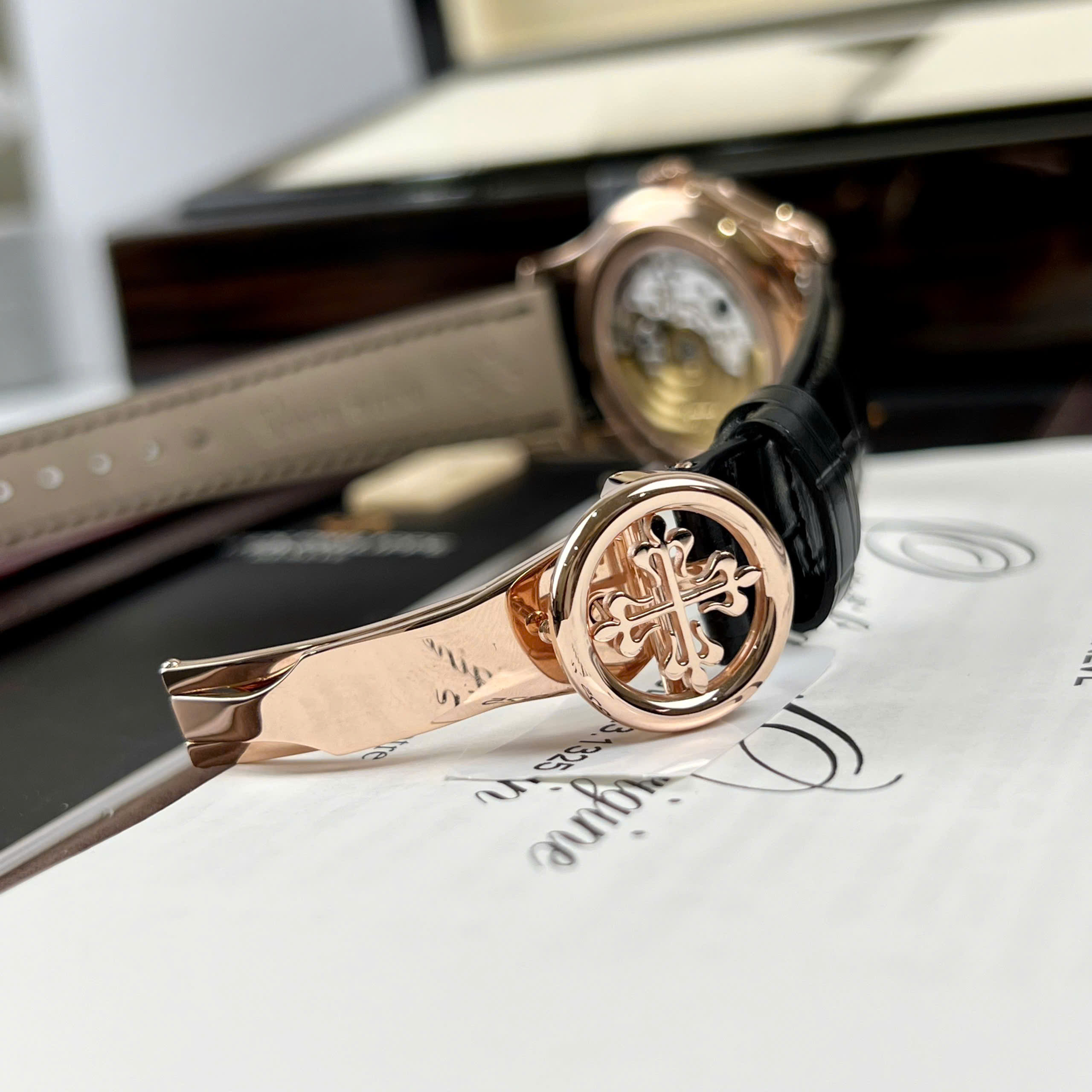 Patek Philippe 5205R 18K Gold Wrapped Black Leather Strap GR Factory 40mm - Image 9