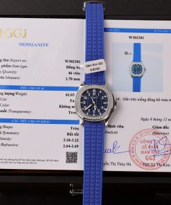 Patek Philippe Aquanaut 5067 Replica Watches Custom Moissanite Diamonds Blue 35.6mm