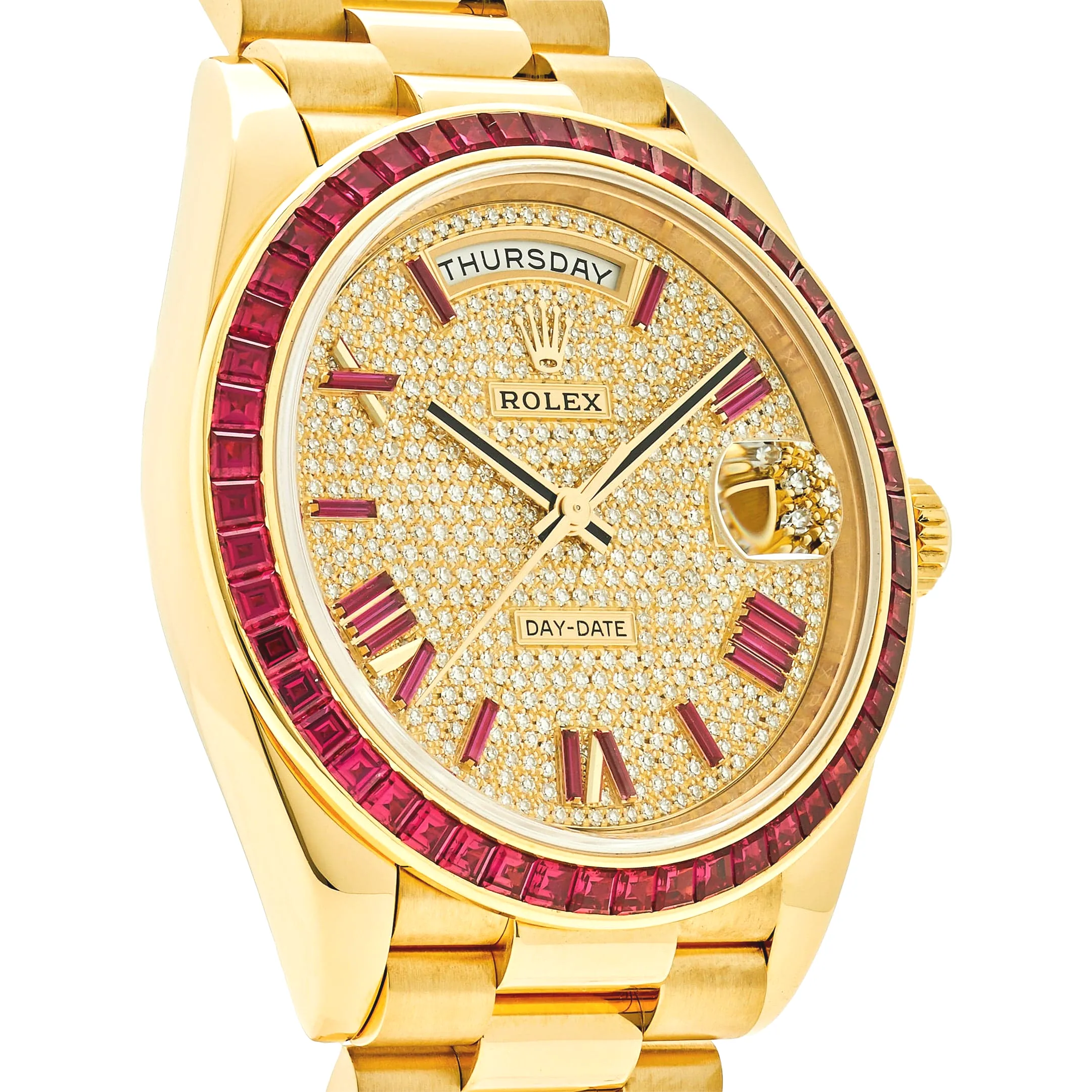 Rolex Day-Date 40 228398TRU Yellow Gold Roman Dial Ruby Bezel - Image 4