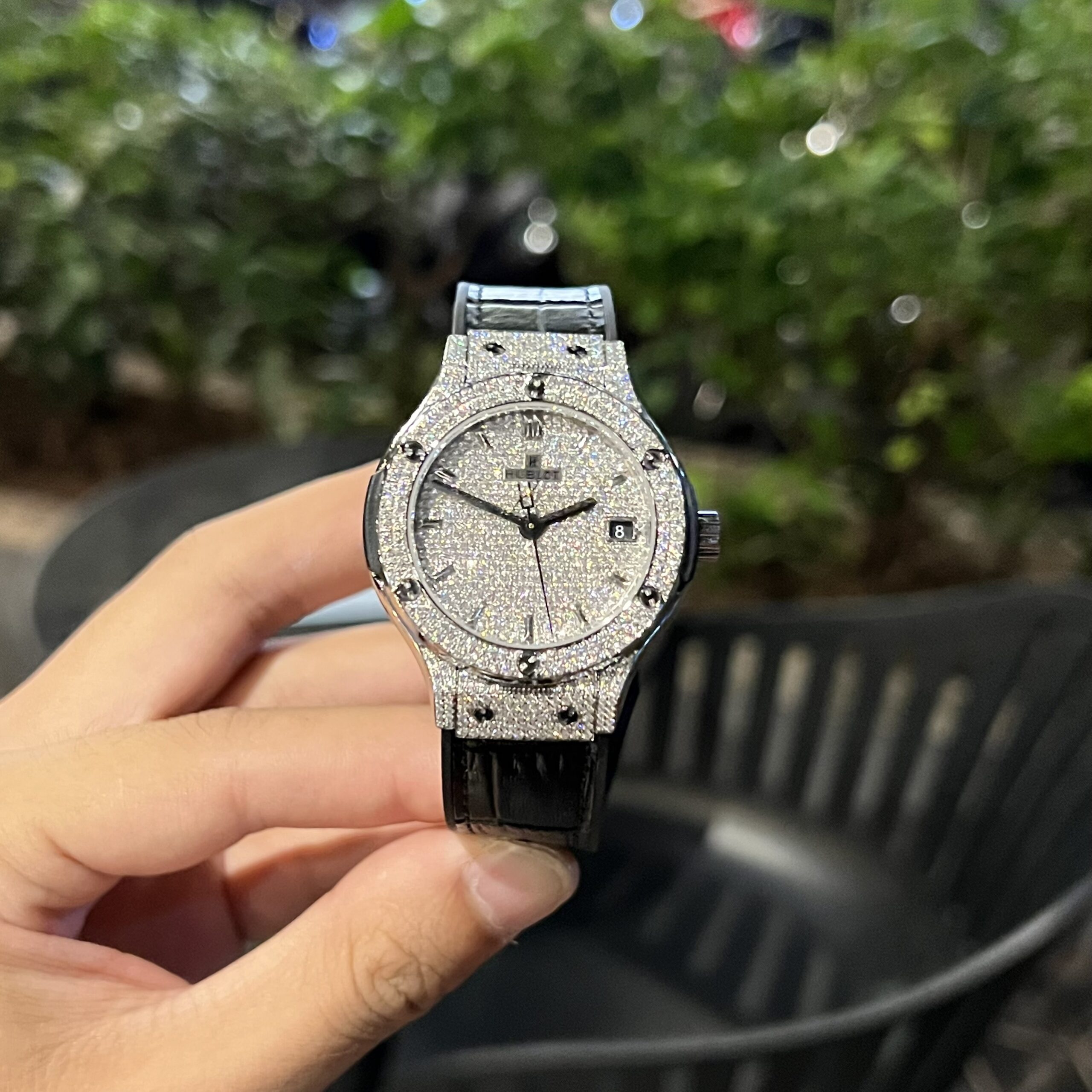 Hublot Classic Fusion Titanium Custom Full Diamonds Moissanite 38mm - Image 2
