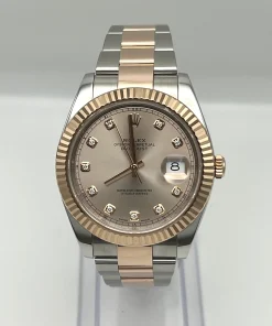 Alternative view of Rolex Datejust 41 126331 Rose Gold Stainless Steel Sundust Diamond Dial