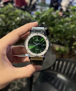 Hublot Classic Fusion Titanium Custom Diamonds Moissanite Green Dial 42mm