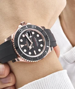Alternative view of Rolex Yacht-Master 126655 Rose Gold Black Dial 40mm