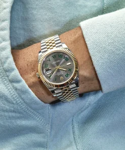 Alternative view of Rolex Datejust 41 126333 Wimbledon Yellow Gold Stainless Steel Slate Dial Jubilee