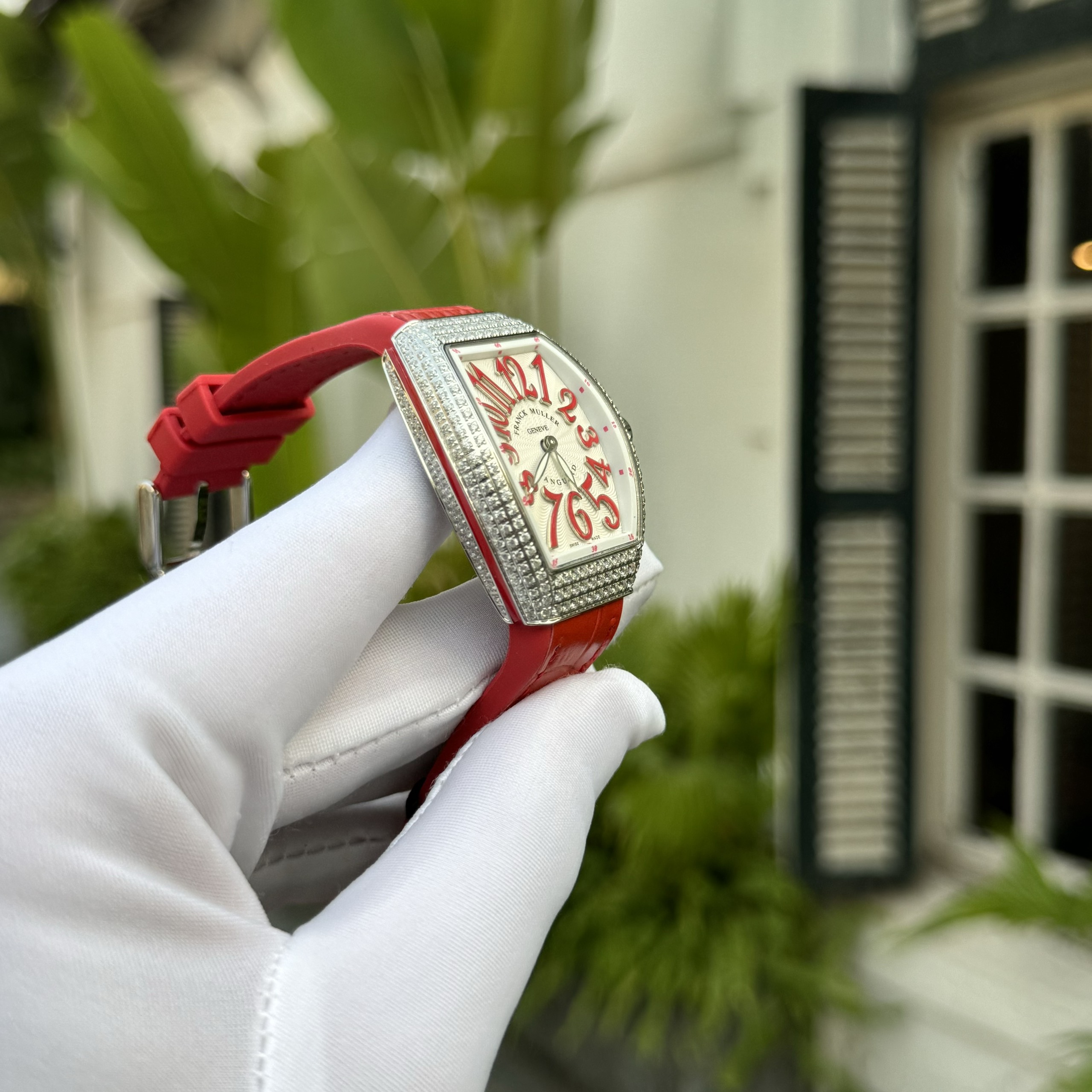 Franck Muller V32 Diamonds Red Color ABF Factory Replica Watch 36mm - Image 7