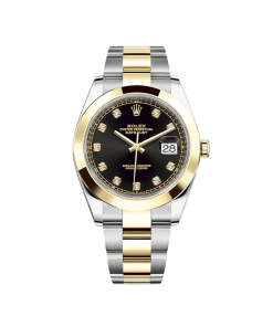 Rolex Datejust 41 126303 Stainless Steel Yellow Gold Black Diamond Dial