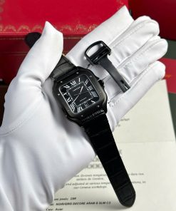 Cartier Santos de Cartier Replica Luxury Watch Black Leather Strap BV Factory 39.8mm