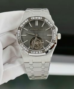 Audemars Piguet Rep11 Royal Oak Selfwinding Flying Tourbillon 26730BC Gray Dial with Baguette Stone 41mm