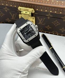 Alternative view of Cartier Santos 100 XL Replica 11 Watch ADLC Plated Case Black Dial Grey Bezel 41x51mm