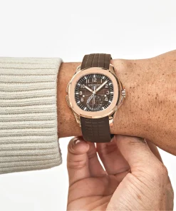 Alternative view of Patek Philippe Aquanaut 5164R-001 ‘Travel Time Tiffany & Co.’ Rose Gold Brown Dial