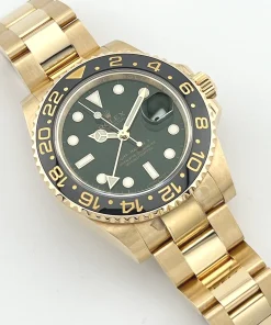 Alternative view of Rolex GMT-Master II 116718LN Yellow Gold Green 40mm