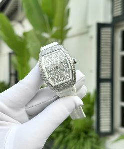 Alternative view of Franck Muller V32 Full Diamonds Replica Watch White Color ABF 32x40mm