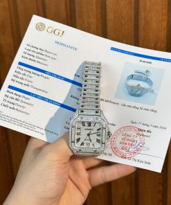 Cartier Iced Out Santos Custom Full Moissanite Diamonds Hong Kong 39.8mm
