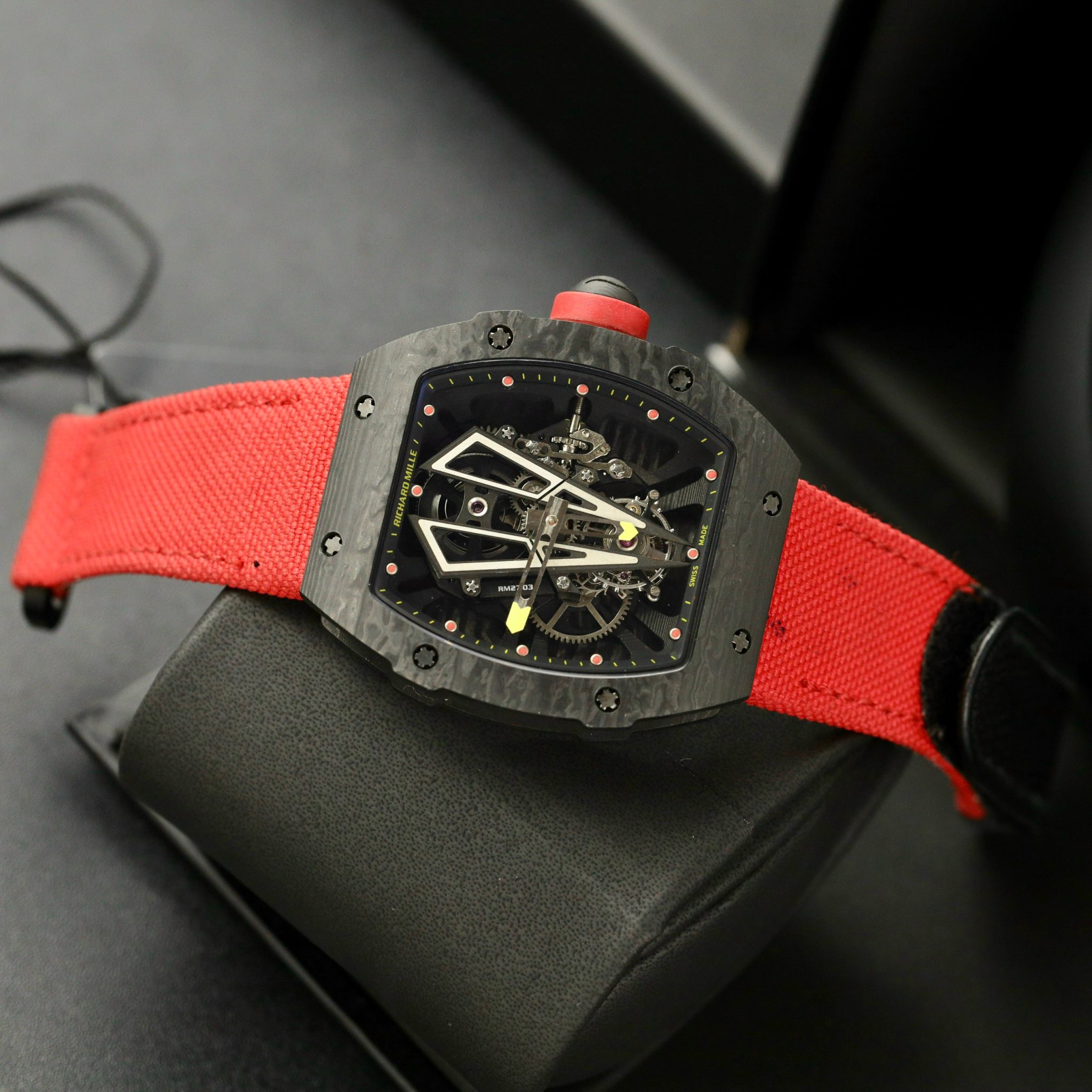 Richard Mille Best Replica Watch RM27-03 Tourbillon Carbon Nylon Strap 42 Grams 44mm