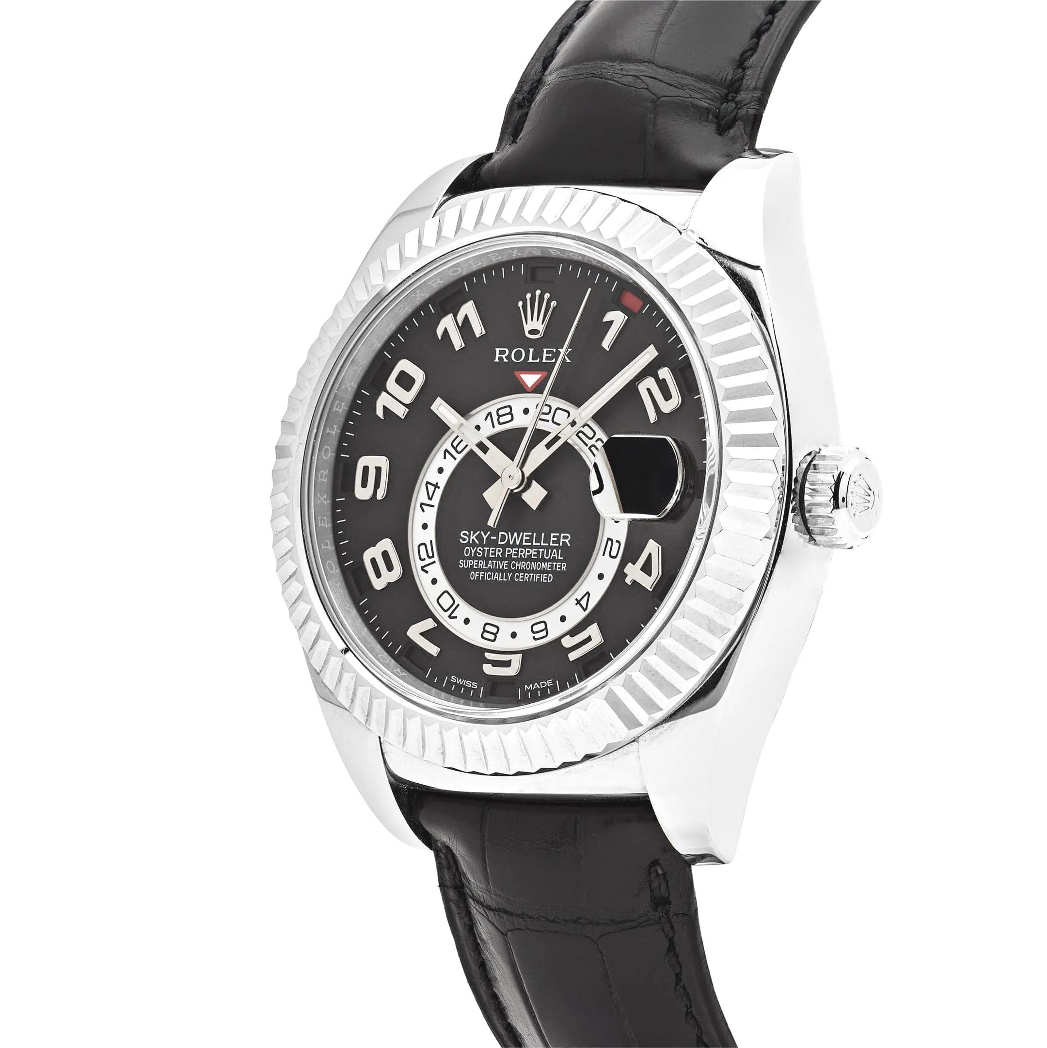 Rolex Sky-Dweller 326139 White Gold Black Dial Leather Strap 42mm - Image 3