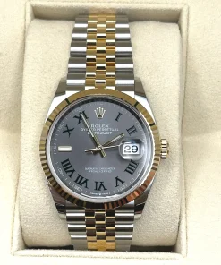 Alternative view of Rolex Datejust 36 126233 ‘Wimbledon’ Stainless Steel Yellow Gold Slate Dial Jubilee