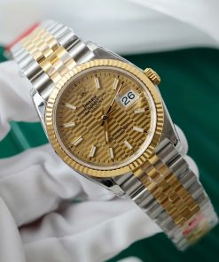 Alternative view of Rolex Datejust 126231 Replica Watch Demi Gold Brick Dial VSF Factory 36mm