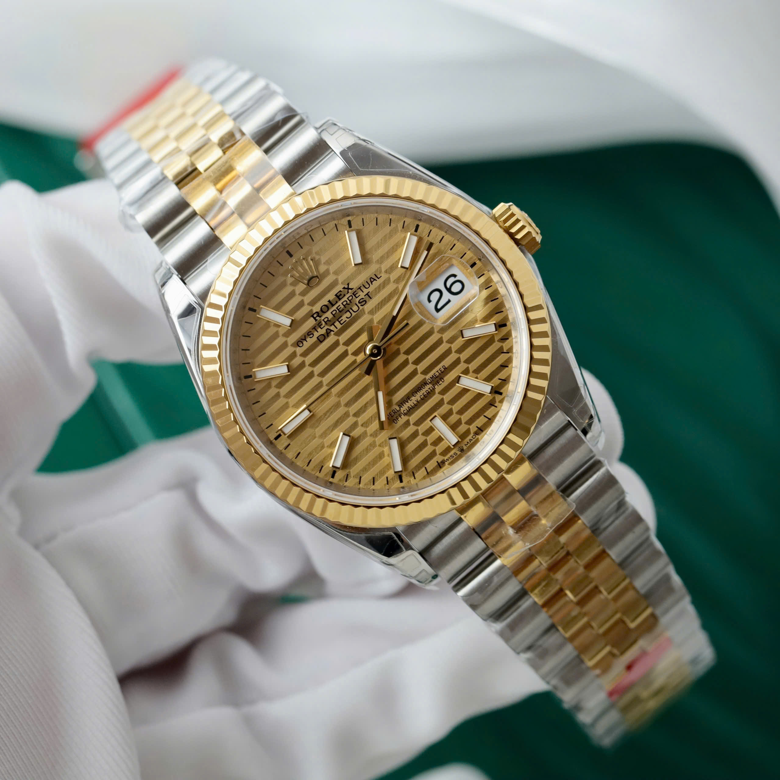 Rolex Datejust 126231 Replica Watch Demi Gold Brick Dial VSF Factory 36mm - Image 2