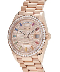 Alternative view of Rolex Day-Date 36 128345RBR Rose Gold Rainbow Diamond Pave Dial