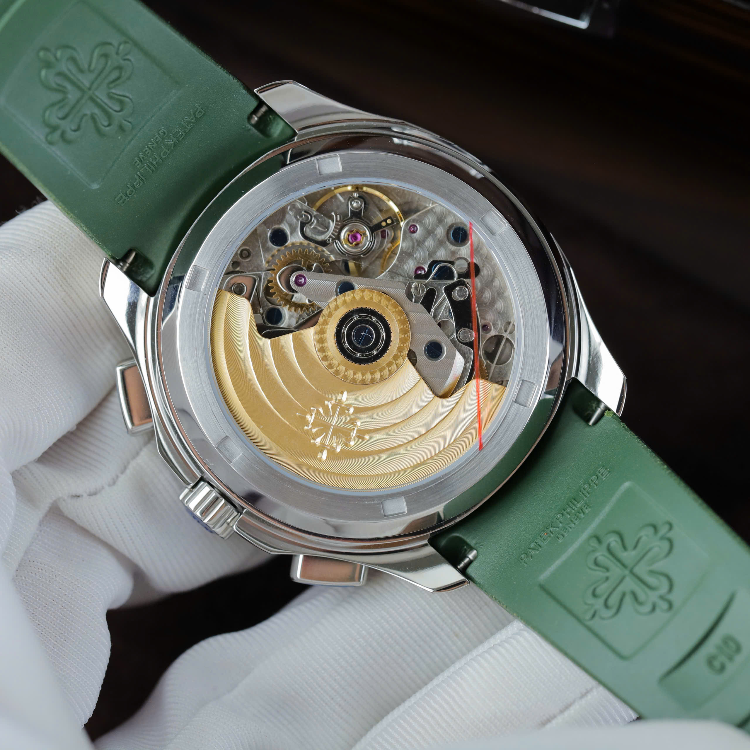 Patek Philippe Replica 11 Aquanaut 5968G Khaki Green Rubber Strap 42.2mm - Image 8