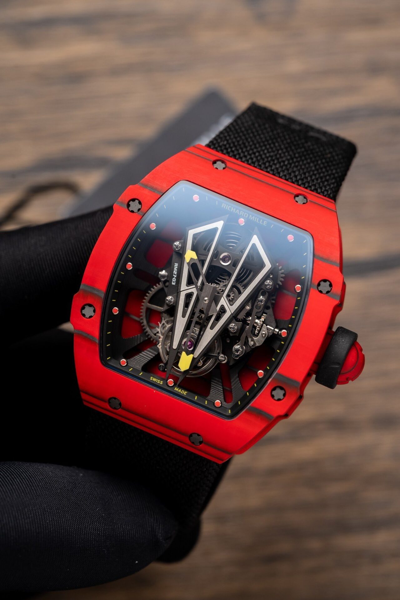 Richard Mille Best Replica Watch RM27-03 Tourbillon Red Carbon 42 Grams 44mm