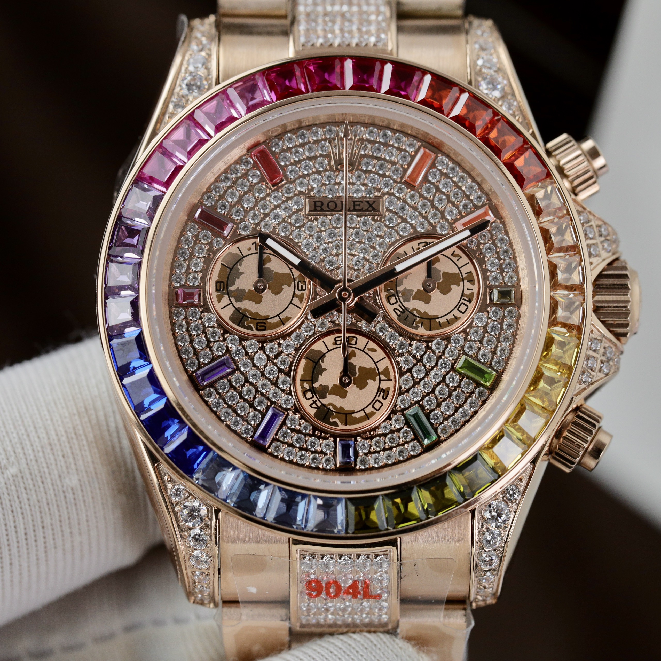 Replica Rolex Watch Daytona Rainbow High Quality Full CZ Men’s 40mm - Image 4