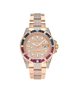 Rolex GMT-Master II 126755SARU Rose Gold Sapphire and Ruby Diamond Pave