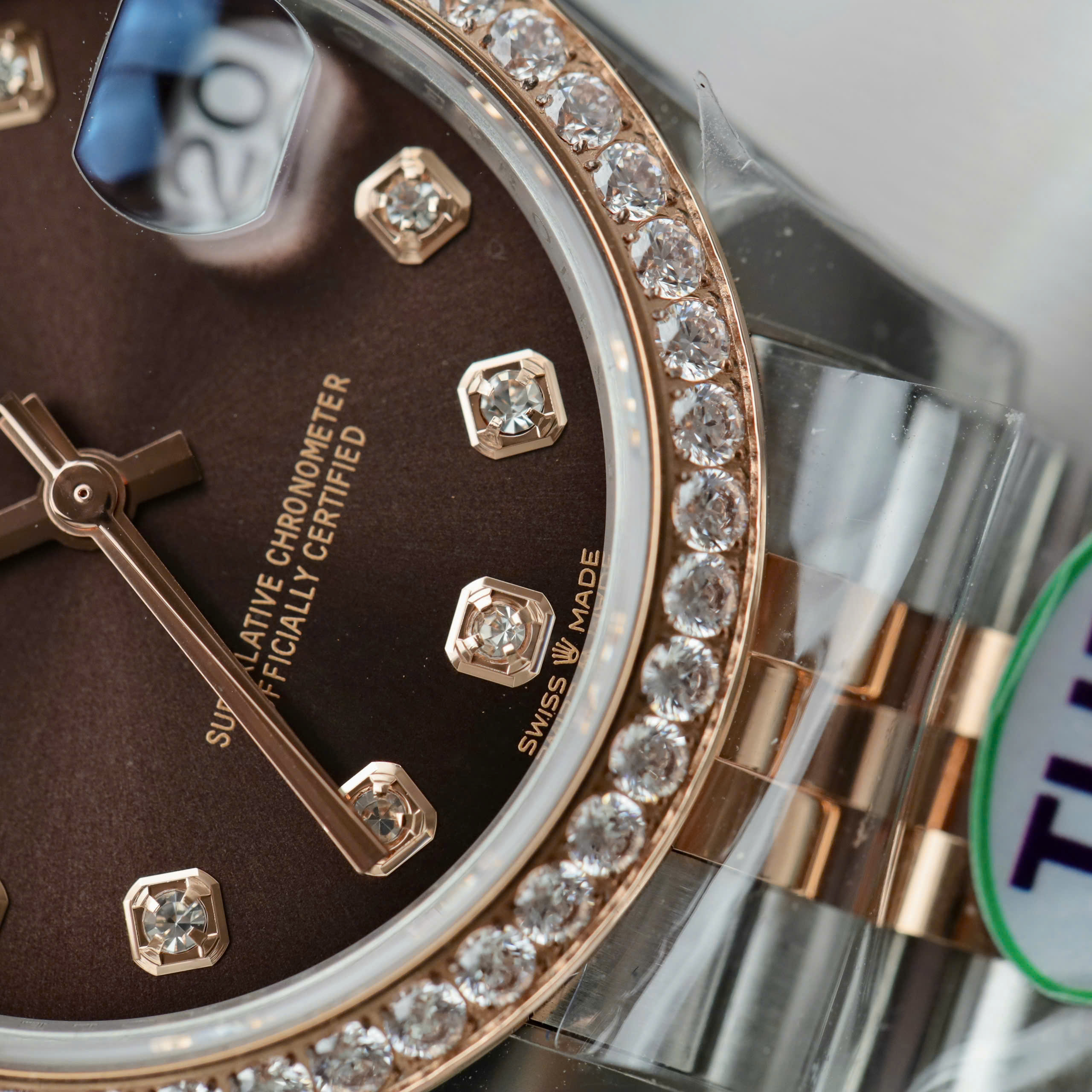 Rolex DateJust Replica 11 Demi Chocolate Dial Stone setting THB Factory 31mm - Image 4