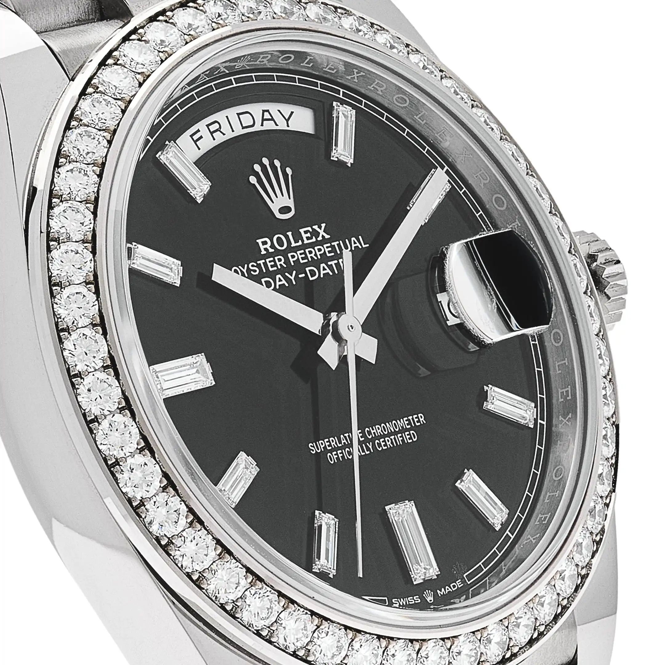 Rolex Day-Date 40 228349RBR White Gold Diamond Bezel Black Dial - Image 5