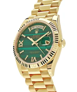 Alternative view of Rolex Day-Date 36 128238 Yellow Gold Green Malachite Roman Diamond Dial